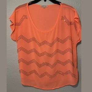 CHARLOTTE RUSSE BRIGHT CORAL TOP SIZE LARGE